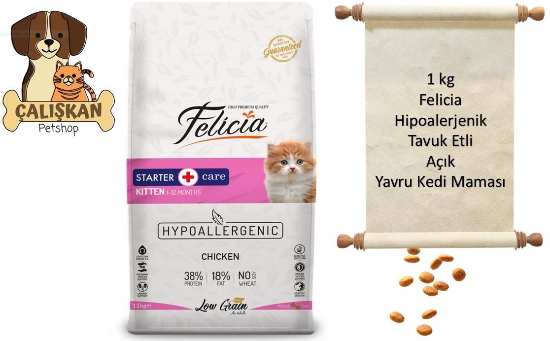 Felicia Hipoalerjenik Tavuk Etli Açık Yavru Kedi Maması 1 Kg