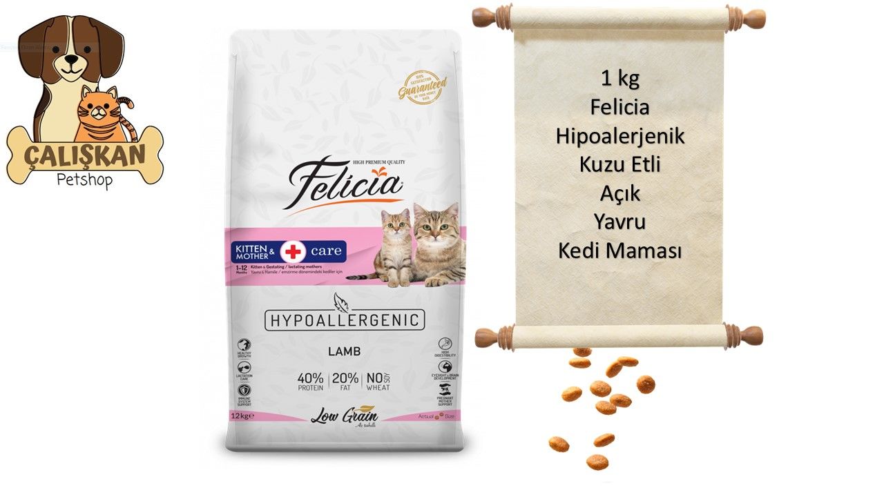Felicia Hipoalerjenik Kuzu Etli Açık Yavru Kedi Maması 1 Kg
