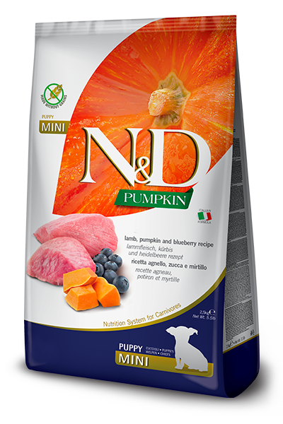 N&D Tahılsız, Bal Kabaklı, Yaban Mersinli & Kuzu Etli Küçük Irk Yavru Köpek Maması (2,5 kg)