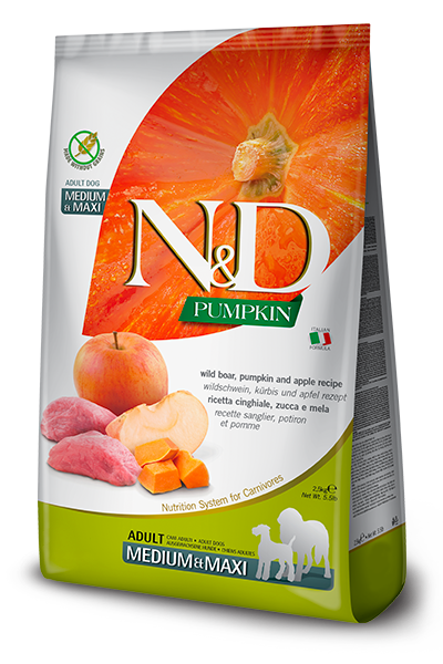 N&D Bal Kabaklı, Yaban Domuzu Etli & Elmalı Küçük Irk Yetişkin Köpek Mama (2,5 kg)
