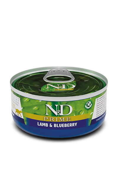 N&D Prime Kuzu Etli ve Yaban Mersinli Yetişkin Kedi Konserve Maması (70 g)