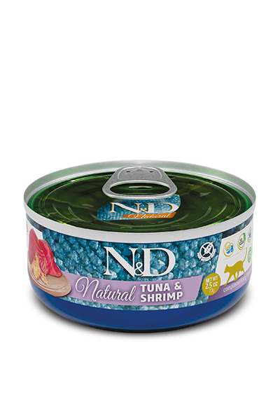 N&D Natural Ton Balıklı ve Karidesli Yetişkin Kedi Konserve Maması (70 g)