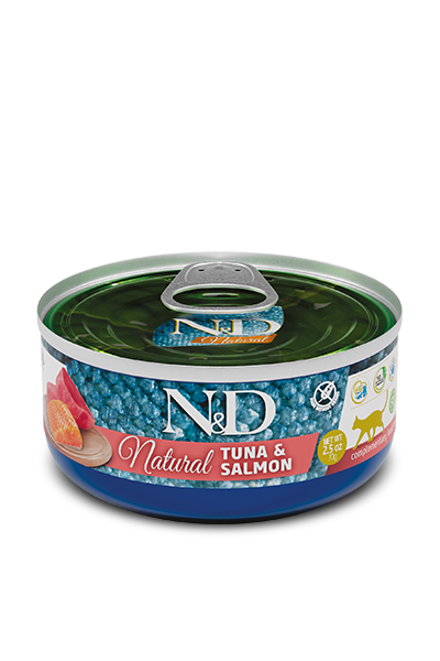 N&D Natural Ton Balıklı ve Somonlu Yetişkin Kedi Konserve Maması (70 g)