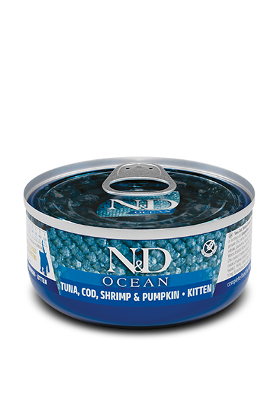 N&D Ocean Bal Kabaklı, Morina Balıklı & Karidesli Yavru Kedi Konserve Maması (80 g)